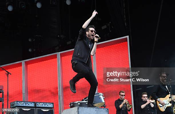 Dan Smith of 'Bastille' performs at V Festival at Hylands Park on August 20, 2016 in Chelmsford, England.