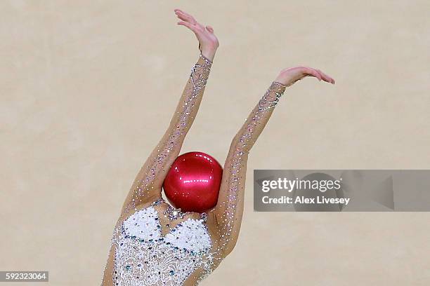 Yeon Jae Son of Korea competes during the Women's Individual All-Around Rhythmic Gymnastics Final on Day 15 of the Rio 2016 Olympic Games at the Rio...