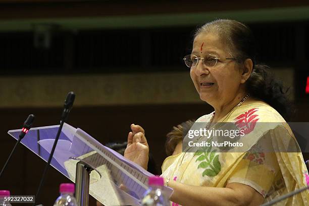 Prof. Dorinha Seabra Rezande from Brazil , Deputy Chairperson of Council of Russian Federation Galina Karelova , Rajasthan Chief Minister Vasundhara...