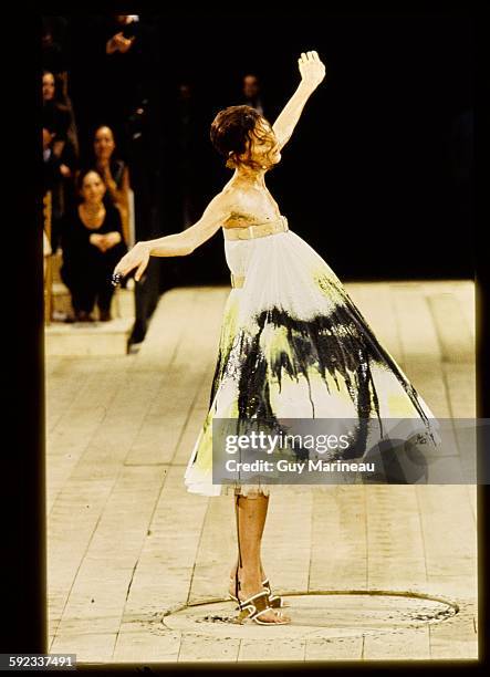 Model walks Alexander McQueen's RTW Spring 1999 Runway collection