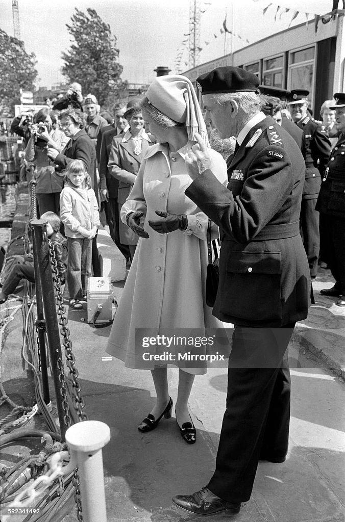 Princess Anne seen watching the demonstration at St. Katherine's Dock in London. June 1977 R77-3246-003