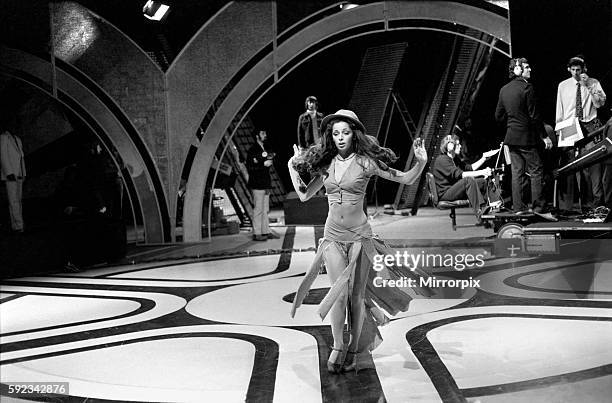 Pans People dancer, Cherry Gillespie. April 1975 75-2128-009