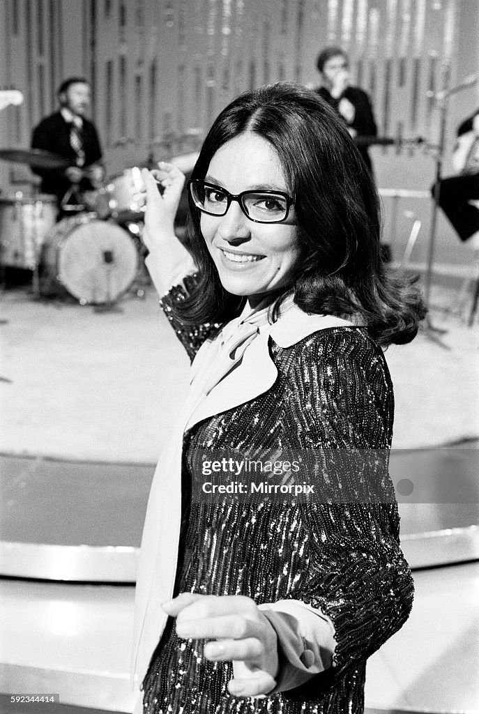 Nana Mouskouri, International Singing Star, in rehearsals for her very own 6 part TV series 'Presenting Nana Mouskouri',