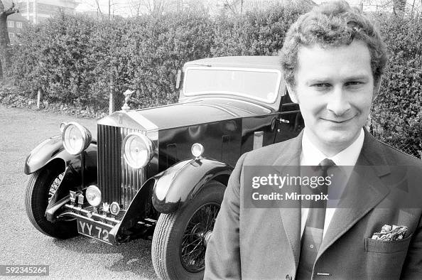 John Howard Davies, BBC Television Producer, pictured with his 1932 Rolls Royce, 7th May 1970. John Howard Davies, BBC Television Producer, pictured with his 1932 Rolls Royce, 7th May 1970.
