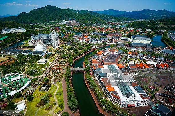 skyline of huis ten bosch (ハウステンボス) in sasebo (佐世保市), nagasaki prefecture (長崎県), japan - kyushu stock-fotos und bilder