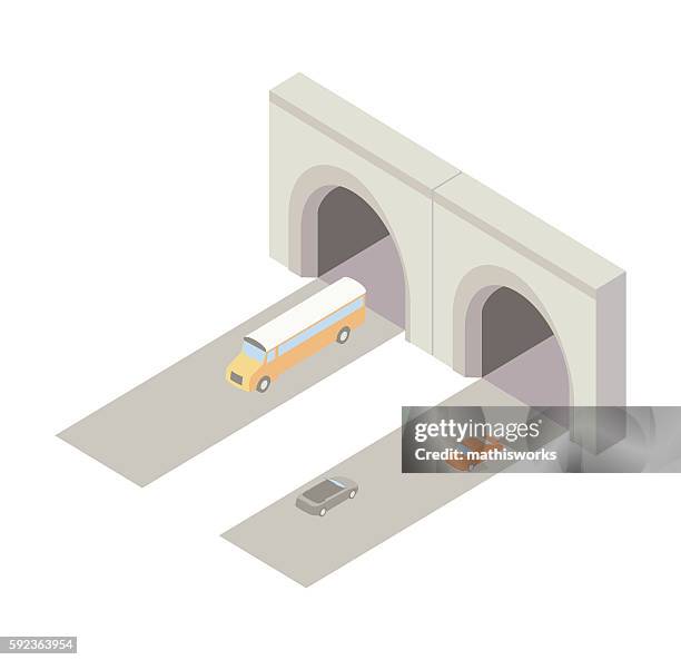 tunnel entrance isometric illustration - tunnel stock illustrations