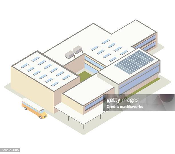 modern school building illustration - elementary school building exterior stock illustrations