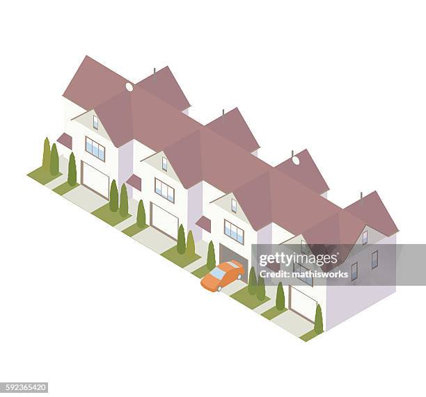 condominium row illustration - terraced house stock illustrations