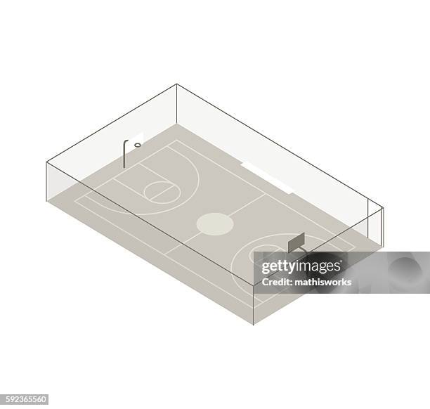 basketball court illustration - mathisworks architecture stock illustrations