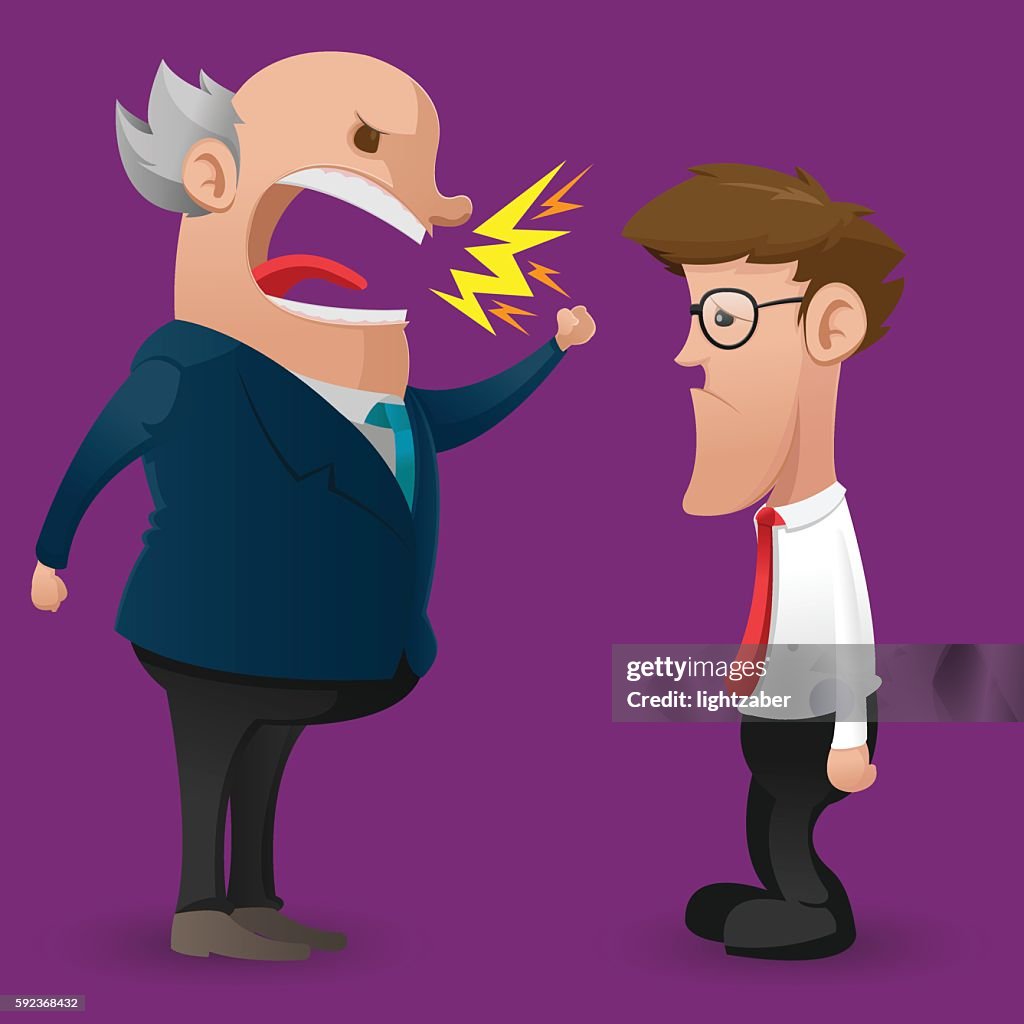 Boss Anger Scold Employee Cartoon Vector High-Res Vector Graphic - Getty  Images