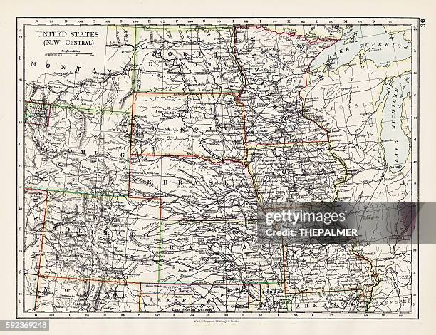 illustrazioni stock, clip art, cartoni animati e icone di tendenza di stati uniti nw central 1897 - oklahoma state v kansas