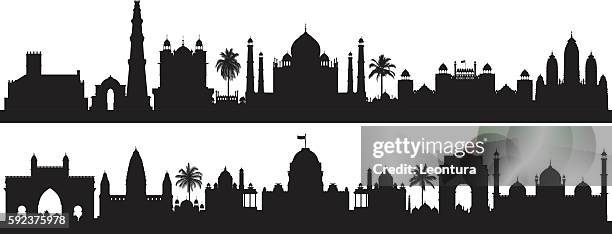 stockillustraties, clipart, cartoons en iconen met india (buildings are detailed, complete and moveable) - rode fort delhi