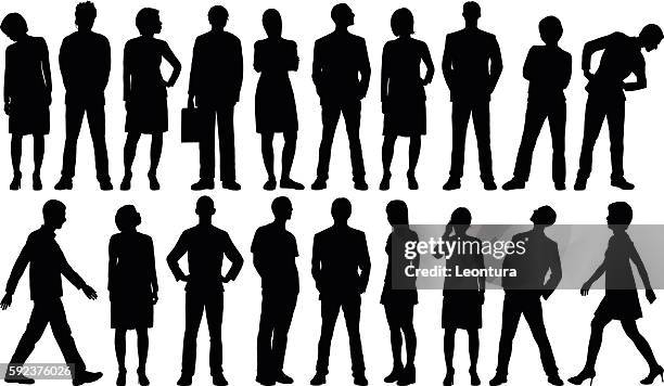 highly detailed people silhouettes - man looking stock illustrations