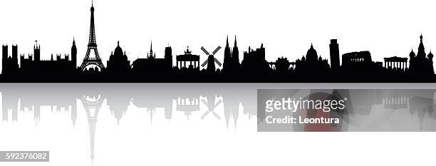 europe skyline (buildings are detailed, complete and moveable) - paris skyline vector stock illustrations