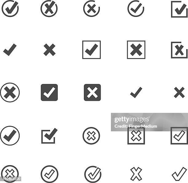 check mark icon set - wrong answer stock illustrations