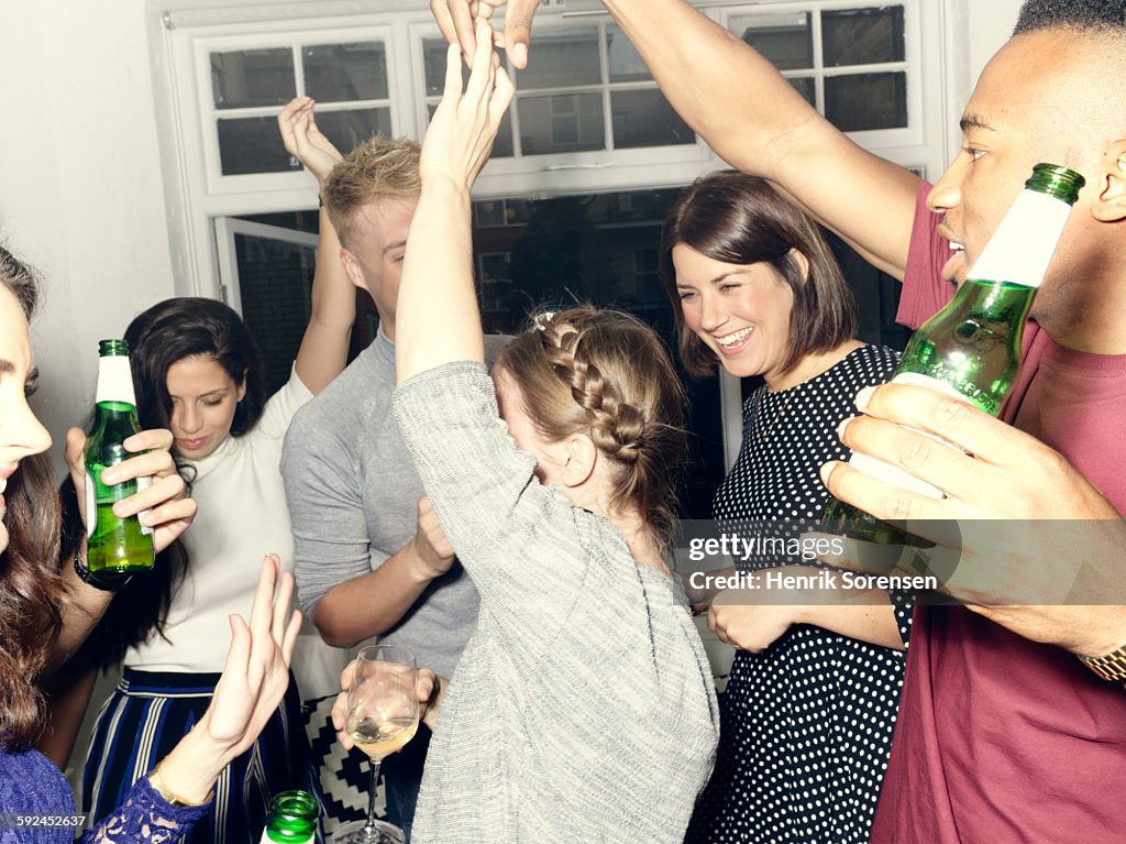 Group of young people having a party