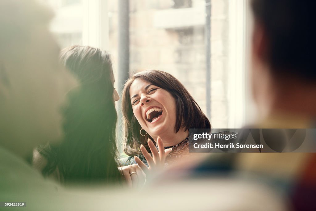 Group of young people having a party