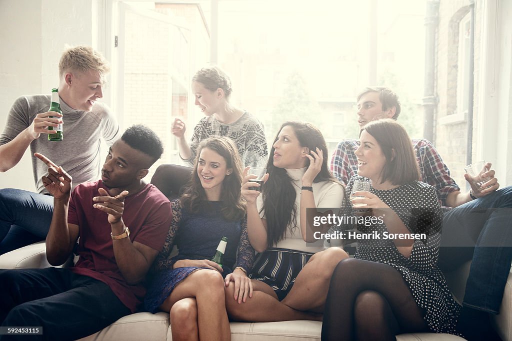 Group of young people having a party