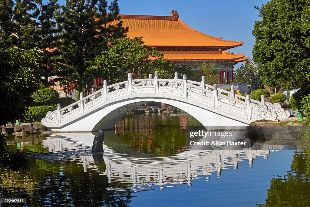 Chinese bridge at Memorial Hall square