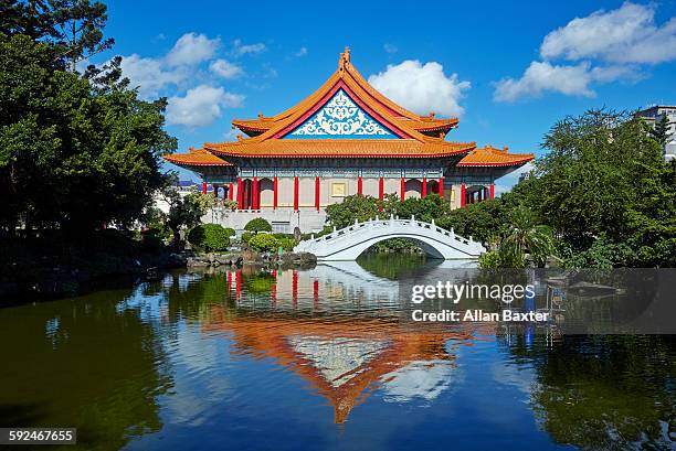 chinese bridge at the memrial hall park in taipei - taipei landmark stock pictures, royalty-free photos & images