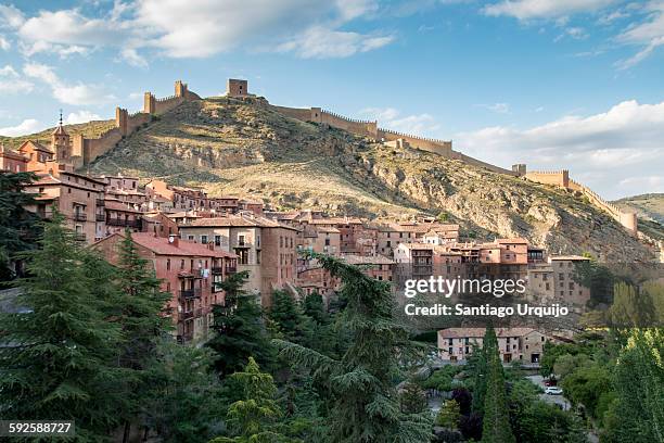 picturesque medieval town of albarracin - albarracin stock pictures, royalty-free photos & images