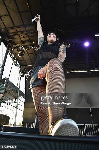 Recording artist Alexis Krauss of Sleigh Bells performs onstage during the 2016 Billboard Hot 100 Festival - Day 1 at Nikon at Jones Beach Theater on...