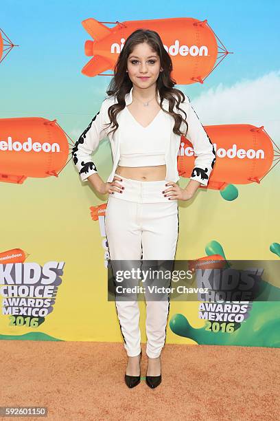 Karol Sevilla arrives at the Nickelodeon Kids' Choice Awards Mexico 2016 at Auditorio Nacional on August 20, 2016 in Mexico City, Mexico.