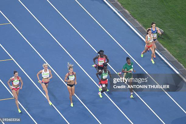 Belarus' Maryna Arzamasava, Britain's Lynsey Sharp, Canada's Melissa Bishop, Burundi's Francine Niyonsaba, Kenya's Margaret Nyairera Wambui, South...