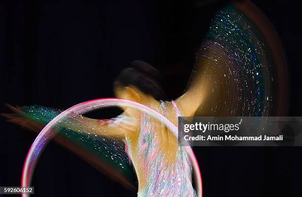 Yeon Jae Son of Korea competes during the Women's Individual All-Around Rhythmic Gymnastics Final on Day 15 of the Rio 2016 Olympic Games at the Rio...