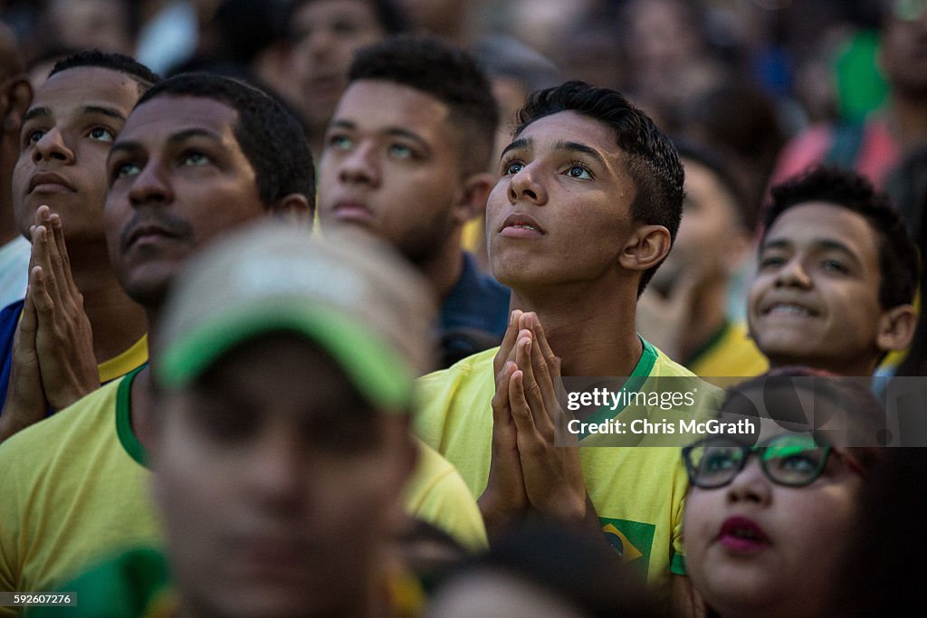 Crowds Gather To Watch Brazil v Germany Gold Medal Men's Football Match