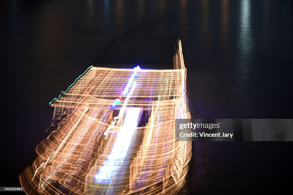 Boat by night thailand light effect