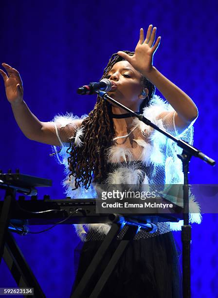 Recording artist Chloe Bailey of Chloe x Halle performs onstage during the 5th Annual NYX FACE Awards on August 20, 2016 in Los Angeles, California.