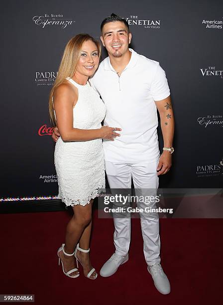 Victoria Lopez Rios and her husband, professional boxer Brandon Rios, attend the Padres Contra El Cancer's 16th annual "El Sueno de Esperanza"...