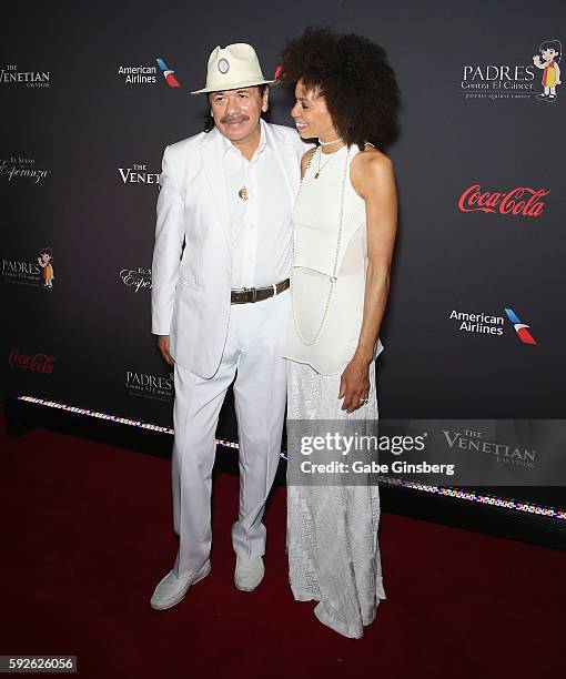 Recording artist Carlos Santana and his wife, drummer Cindy Blackman, attend the Padres Contra El Cancer's 16th annual "El Sueno de Esperanza"...