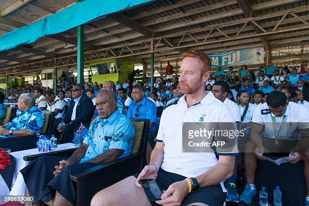 England-born coach Ben Ryan attends a welcome party for Fiji's Olympic gold-medal-winning men's sevens rugby team, after they arrived home from Rio,...