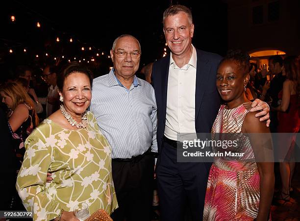 Alma Powell, Former US Secretary of State General Colin Powell, NYC Mayor Bill de Blasio and Chirlane McCray attend Apollo in the Hamptons 2016 at...