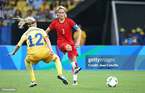 Saskia Bartusiak of Germany in action during the Women's Soccer Final between Germany and Sweden at Maracana Stadium on August 19, 2016 in Rio de...