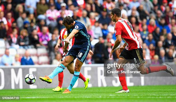 Christian Stuani of Middlesbrough scores the opening goal during the Premier League match between Sunderland and Middlesbrough at Stadium of Light on...