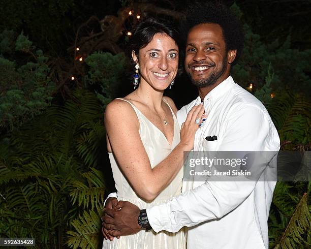 Octavia Giovannini-Torelli and Roger Ramirez attend the AVENUE on the Beach Celebrates Of Rare Origin and our August Issue at the Baker House on...