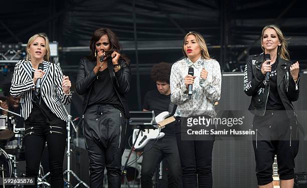 Nicole Appleton, Shaznay Lewis, Melanie Blatt and Natalie Appleton perform at V Festival at Hylands Park on August 21, 2016 in Chelmsford, England.
