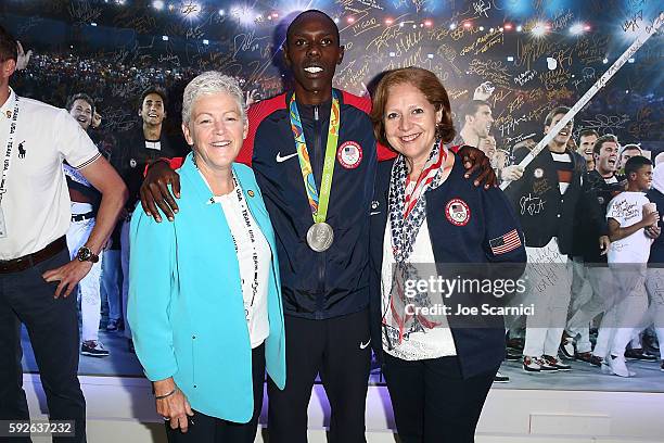 Administrator of the U.S. EPA Gina McCarthy, U.S. Olympian Paul Kipkemoi Chelimo and Ambassador Liliana Ayalde, U.S. Mission to Brazil pose for a...