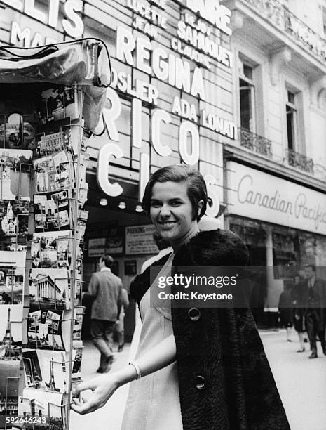 Brazilian singer Elis Regina outside the Paris Olympia Music Hall in the 9th arrondissement of Paris, where she will be performing, France, 31st...