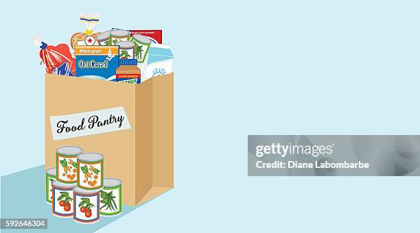 ilustrações de stock, clip art, desenhos animados e ícones de food bank donation concept banner - recolha-de-alimentos