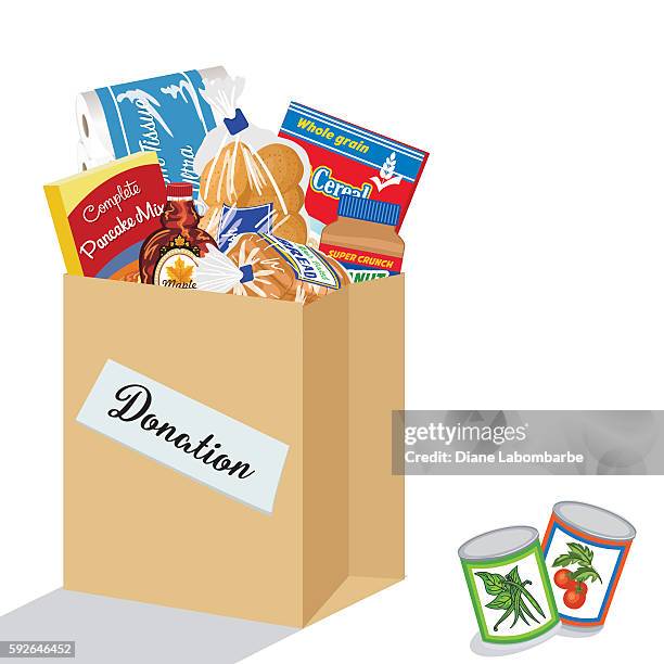 ilustrações de stock, clip art, desenhos animados e ícones de food bank donation concept - não perecíveis