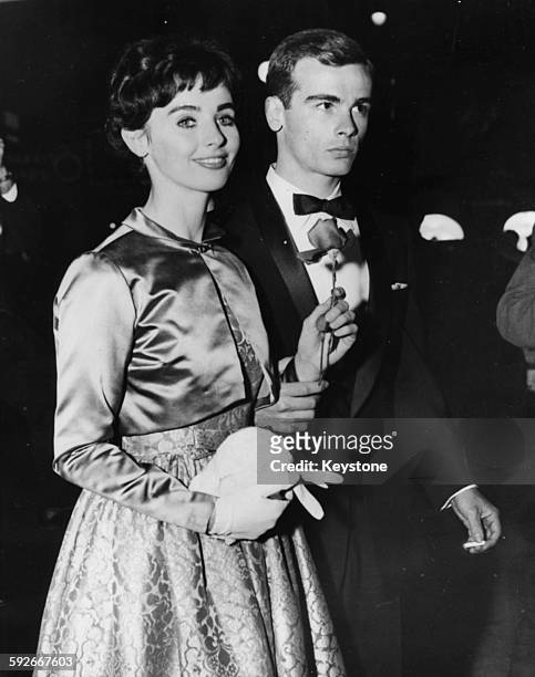 Newly married actors Millie Perkins and Dean Stockwell attending one their first events as husband and wife, April 21st 1960.