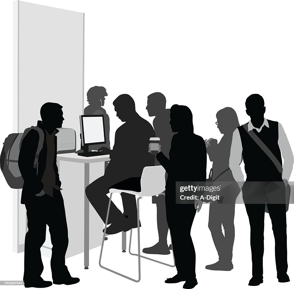 Computer Crowd Image Highschool Crowd At The Library Computer High-Res Vector Graphic ...