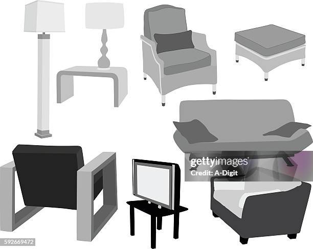houhold wohnzimmermöbel - beistelltisch stock-grafiken, -clipart, -cartoons und -symbole
