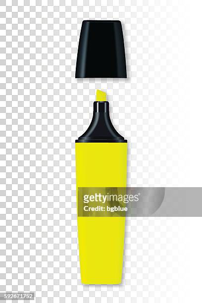 yellow highlighter pen on blank background - highlighter stock illustrations