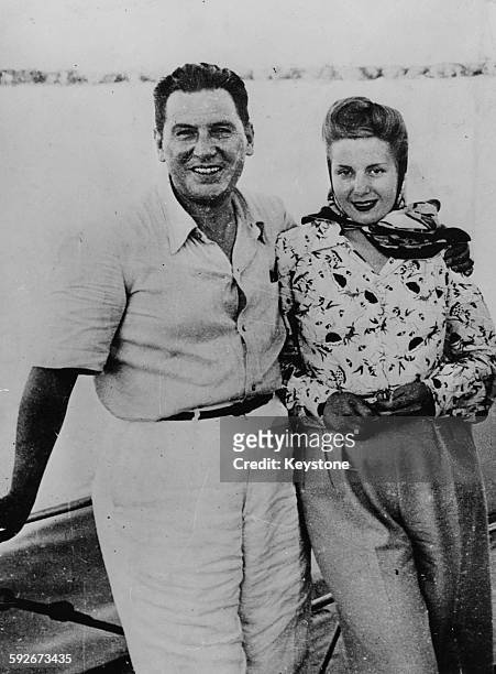 President Juan Peron of Argentina and his wife Eva Peron pictured on a yachting trip, 1945.