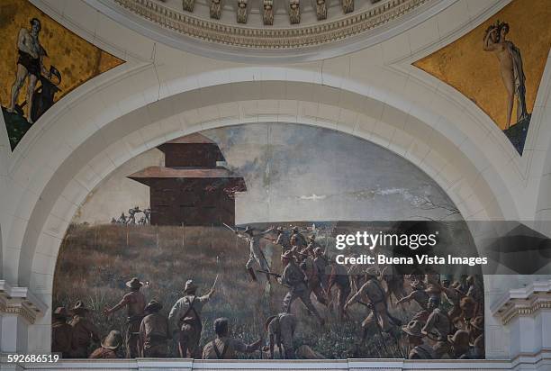 havana. fresco in the revolution museum. - havana cuba revolution museum stock pictures, royalty-free photos & images